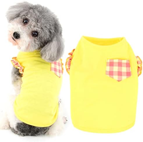 Ранфи кошули со мали кучиња смешни миленичиња облека кученце елек мачка пулвер облека без ракави облека со решетки за костим