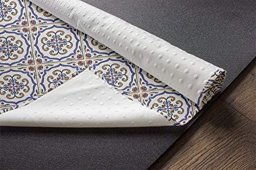 Ambesonne геометриски јога мат пешкир, португалска шема на плочки со кривини на вртежи, украсен европски традиционален мотив,