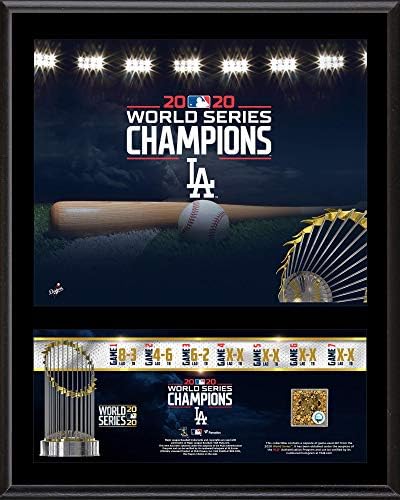 Лос Анџелес Доџерс 2020 МЛБ Светска серија Шампиони 12 x 15 Сублимирана плакета со капсула на Dirt серија што се користи во