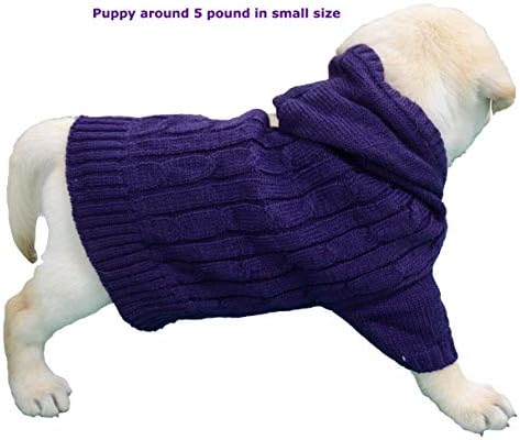 Класичен кабелски кабелски џемпер од пурпурна кучиња за кутре мали кучиња, мала големина