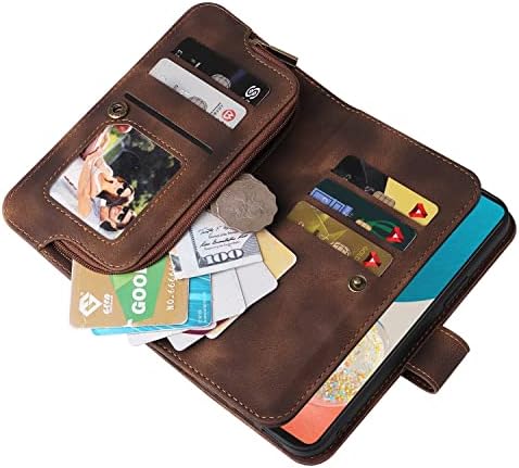 Заштитна футрола паричник кутија компатибилен со Samsung Galaxy A33 5G, PU кожа Тенок телефонски флип случај, магнетски спој