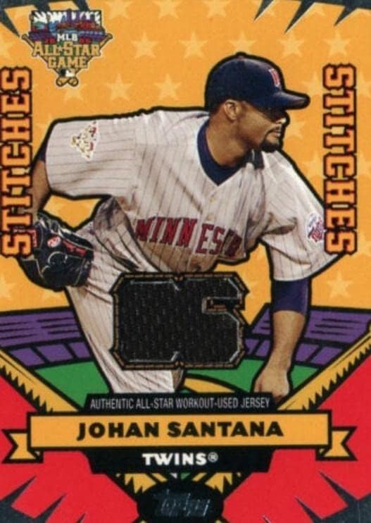 Јохан сантана играч носеше џерси печ бејзбол картичка 2006 Блузи Ол Стар Шевовите АСЈС - МЛБ Игра Користени Дресови