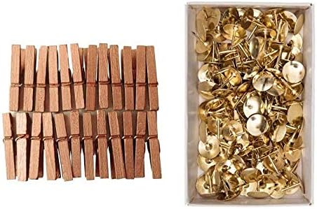 Јудоит мини бакарни дрвени штипки за облека 3 см + 150 Златни Метални палци