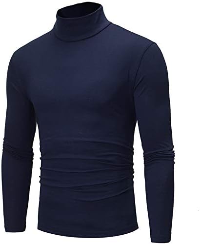 ZDDO машки обични тенок тенок маички со тенок маички со долги ракави Основни пуловер термички долна облека врвови на желка вратот