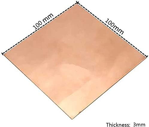 Xunkuaenxuan Метална бакарна фолија бакарен лист 3мм 100мм x100mm метал од исечоци од месинг за квалитетен квалитет