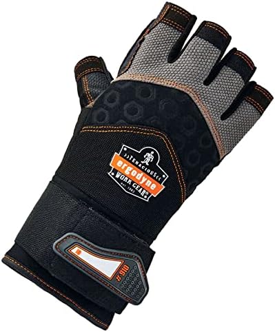 Профекс 910 Работни ракавици за заштита на влијанието, палто, полу-прсти, поддршка на зглобот, црна, средна