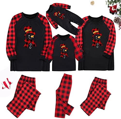 Мама жени Семејство Божиќни пижами Домашни костуми Постави Божиќни печати пижами карирани ракави црни празници пижами поставени