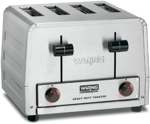 Waring Commercial WCT805B 4-парчиња комерцијален поп-ап-тостер, 208/240V, 2028/2700W, 6-20 фазен приклучок, сребро, 10,5 x 11,5