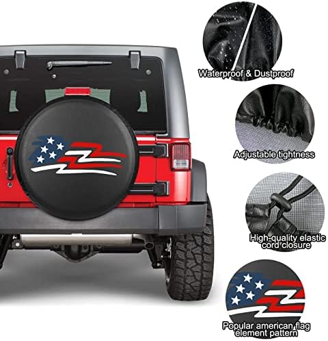 Обвивка на резервни гуми, покривање на тркалото со американско знаме ПВЦ кожа водоотпорна прашина Универзална вклопување за