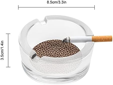Леопард забележан стакло за печатење во пепел -тркалезна цигари, држач за фиока за пепел за украси за внатрешни работи
