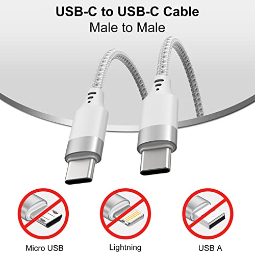 Краток USB C ДО USB C Кабел 1ft 2Pack, 60w Тип C До Тип C Кабел, Плетенка 3A USB-C Кабел За Брзо Полнење 12nch Компатибилен