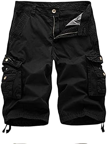 Ymosrh карго шорцеви за мажи, машки шорцеви случајни мажи со големина 36 шорцеви мода цврста боја мулти-џебни панталони памучни
