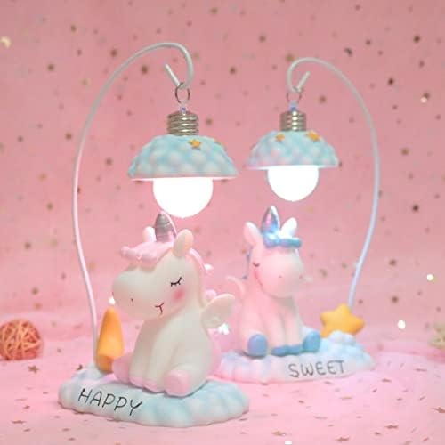 RFXCOM 3PCS украсен светлина Чидрен еднорог со собна маса ламба девојки подарок симпатична ноќ розова детска декорација за кревет