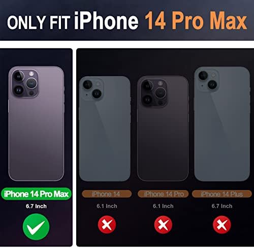Случај ШИЛДОН за iPhone 14 Pro MAX 5G 6.7, Куќиште за Паричник од Вистинска Кожа [Држач за Кредитна Картичка ЗА Блокирање НА