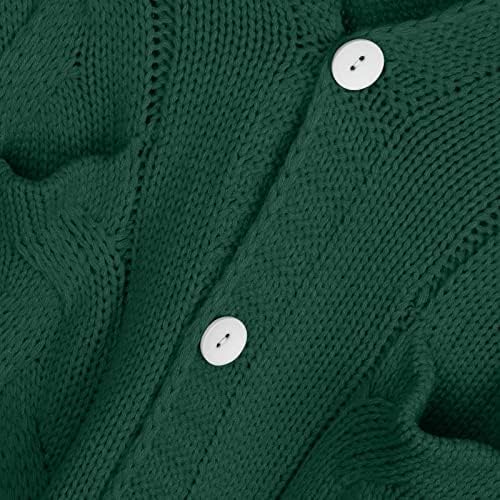 Women'sенски плетен кардиган палто Долги буци плетени џемпер палта 2023 есен зимски џемпери за надворешна облека плус големина