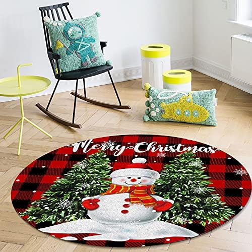 Голем килим за дневна соба за дневна соба, 6-ти килими кои не се лизгаат за детска соба, среќен Божиќ симпатичен снежен човек