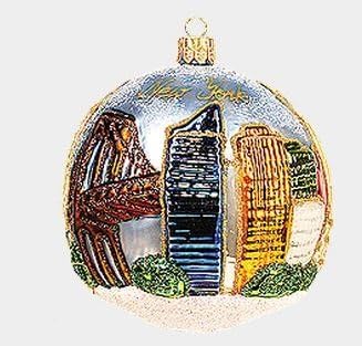 Newујорк Сити NYујорк, фигурална топка за полски уста, разнесена стакло Божиќна украс