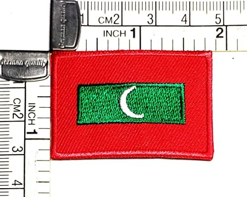 Кленплус 1, 2Х1, 7 ИНЧИ. Малдиви Знаме Лепенка Тактички Воено Знаме Везени Закрпи Земја Знаме Налепници Вез Занает Декорација