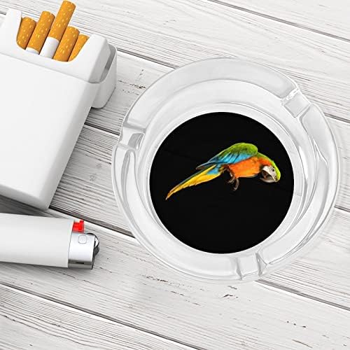 Папагал Птица стакло од пепел, тркалезна цигари, држач за фиока за пепел за украси за внатрешна канцеларија