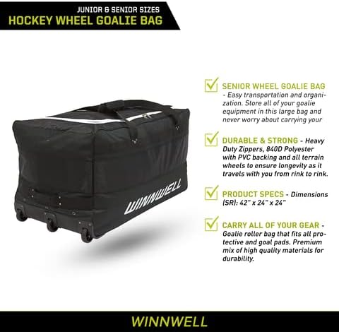 Winnwell Хокеј Тркала Голман Торба-Голема Опрема Торба Со Тркала За Чување На Goalie Опрема-Направени За Мраз &засилувач; Поле