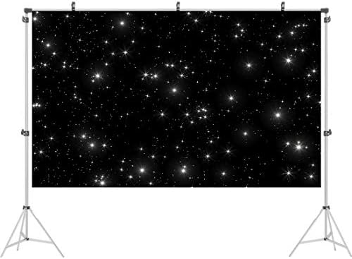 Ticuenicoa 5x3ft Црно Ноќно Небо Sparkle Stars Позадина Универзум Вселенска Тема Ѕвездена Фотографија Позадина Сјај Боке Дамки