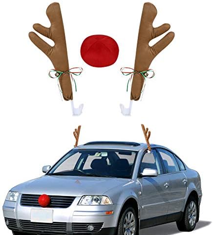 Ирвари за автомобили Антлерс и нос Поставете Божиќна Рудолф ирваси за ирваси за комплет за автомобили Божиќно костуми Божиќни