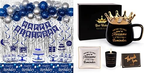Морнари Сина сребрена роденденска забава Декорации подароци за мажи, среќни роденденски банер забава, роденден благодарам подароци