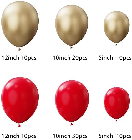 145pcs DIY црвено злато црно гарланд балони комплети со 18/12/10/5/инчи метални хромирани балони за роденденска забава дипломирање