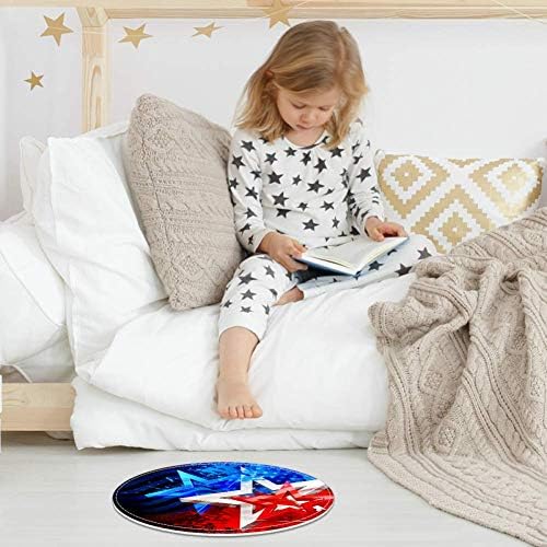 Денот на независноста на американското знаме на Хеох, не -лизгање ДОРМАТ 15,7 Тркалезни теписи за килими за деца спална соба