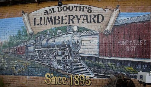 Фотографија: Фотографија на историски фреска, Хантсвил, округот Медисон, Алабама, Ам Бут -Лумбајард