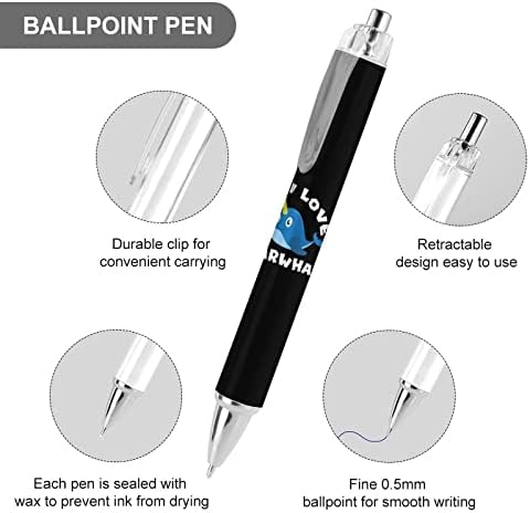 Јас многу го сакам Narwhale повлекувачки тркалачки топка пенкало сино мастило мазно пишување топка точка за пенкало за мажи