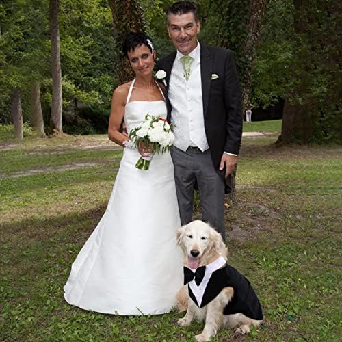 Официјално смокинг за средни големи кучиња, свадбени миленичиња кучиња лак, облечена во облека, облека за кучиња со кучиња со