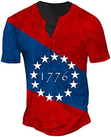 Зефотим 4 -ми јули кошули за мажи кратки/долги ракави o врат Американски знамиња кошули Обични летни модни тенок маици