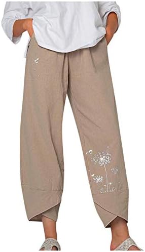 Kecarенски женски пантолона костум со широко нозе памучни панталони половината, случајни еластични панталони, женски панталони