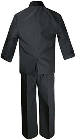 Момчиња Unotux Boys Black Formal Vest Set Shawl Lapel Suits Tuxedo од новородено до тинејџер