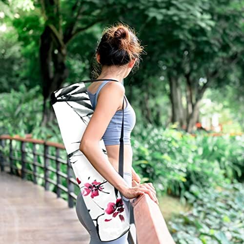 Сликарско сликарство бамбус лисја и цветна јога мат носач торба со лента за рамо од јога мат торба торба за торба за плажа торба