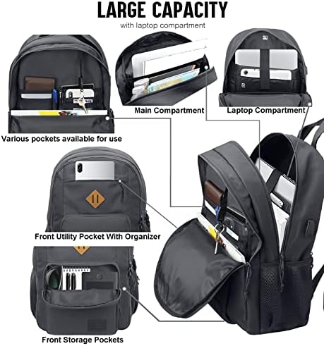 Кеофид класичен рачен ранец за патувања за мажи и жени, ранец За Лаптоп Против кражба Со USB порта за полнење, работен ранец,