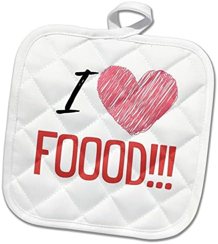 3drose Едноставен дизајн за храна и текст на I Love Food - Potholders