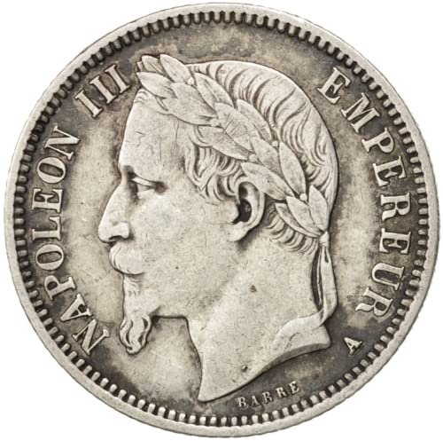 1866-1870 1 Франк Сребрена Француска Монета. Ковано Под Царот Наполеон ТРЕТИ.1 Франк Оценет Од Продавачот. Циркулирана Состојба.