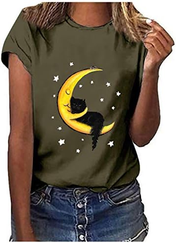 uikmnh женски месечина лето лето-опуштено опуштено кошули со блузи со кратки ракави кошула